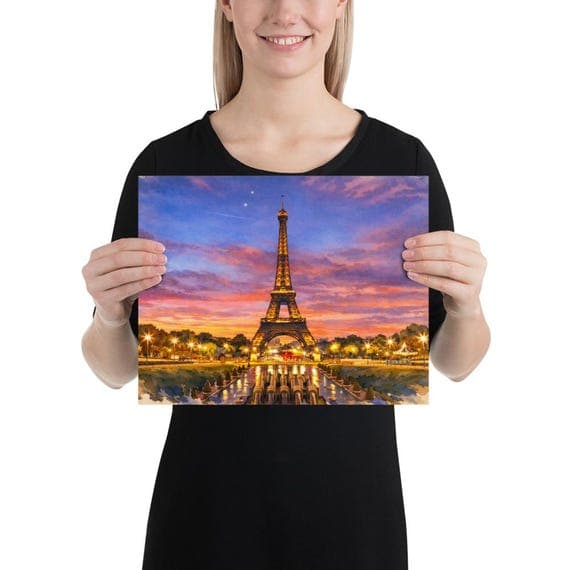 Eiffel Tower Watercolor Print | Paris Wall Art thumbnail