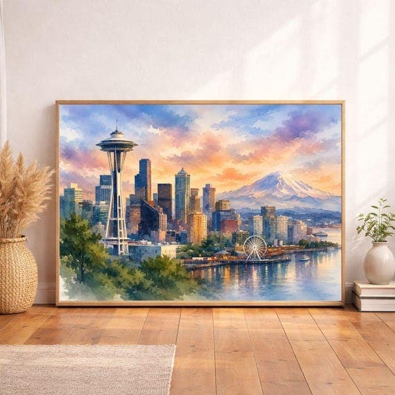 Seattle Skyline Watercolor Print — customer review photo